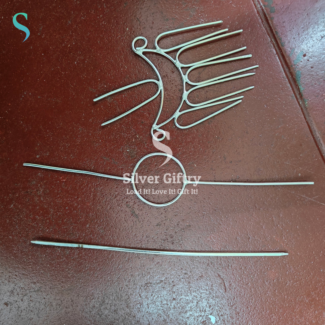 German silver coconut pins set of 3