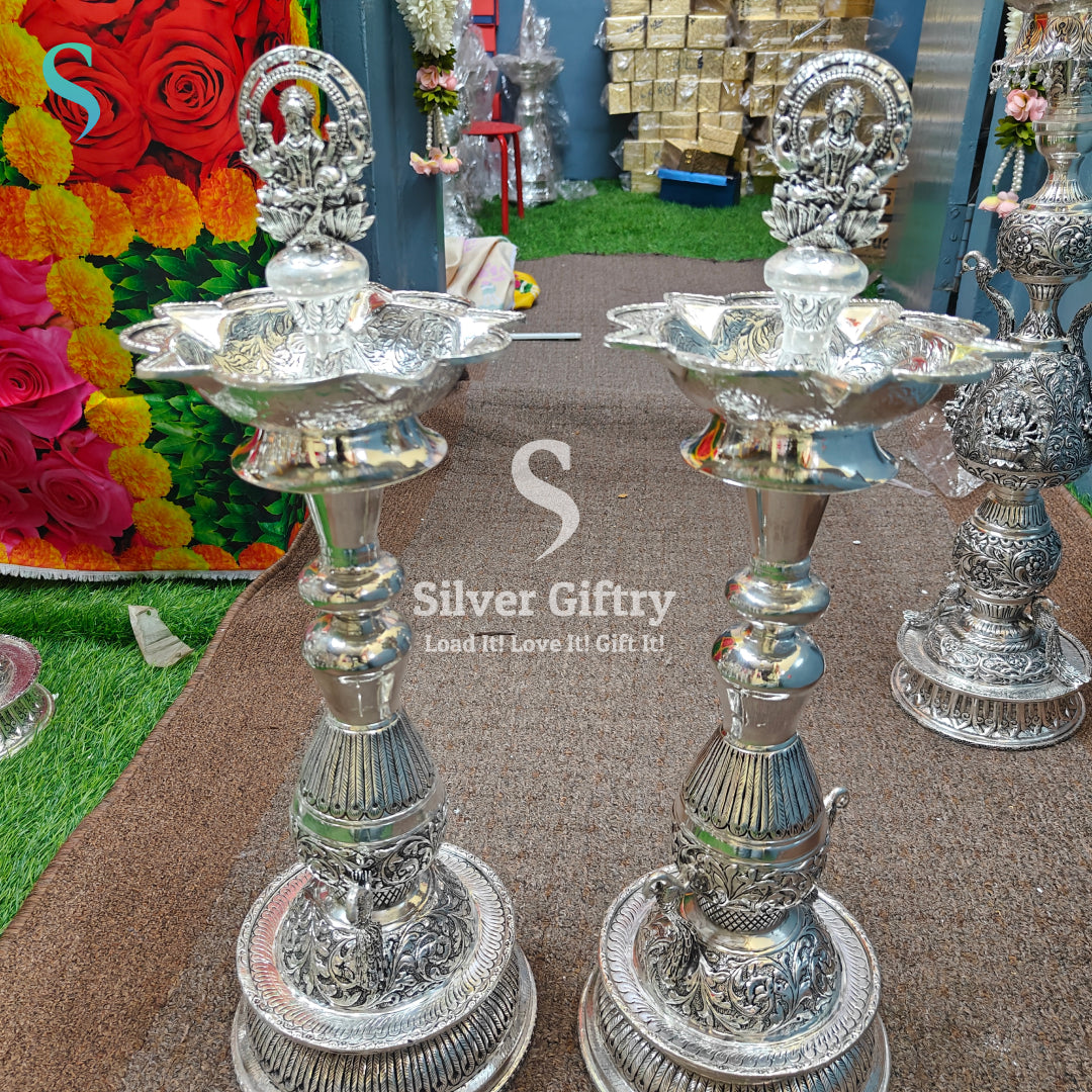 Antique Lakshmi 3D modle gajal Lakshmi deepam 22" pair