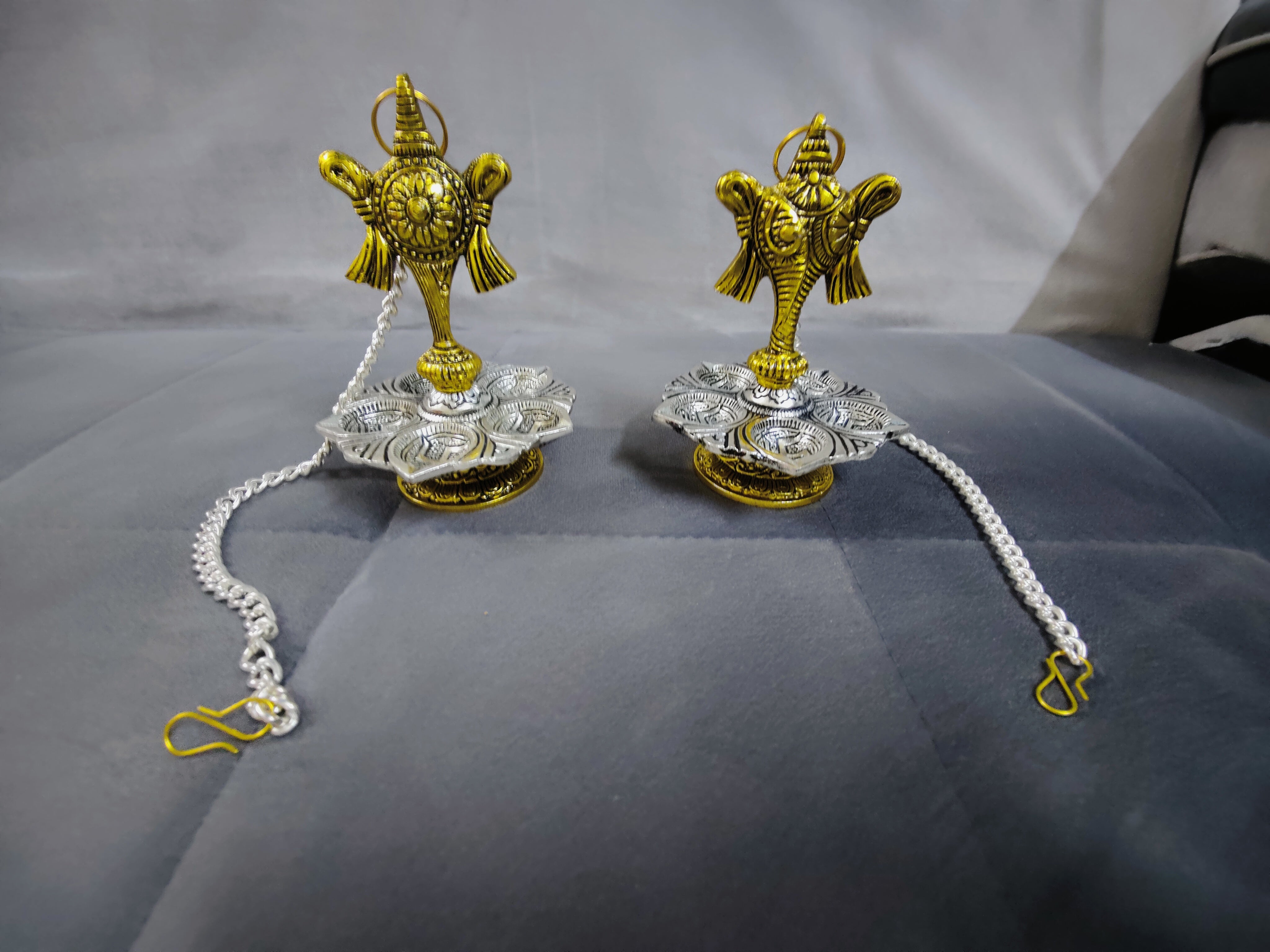 GS Shanku Chakra Hanging Diya 15" - Combo Pair