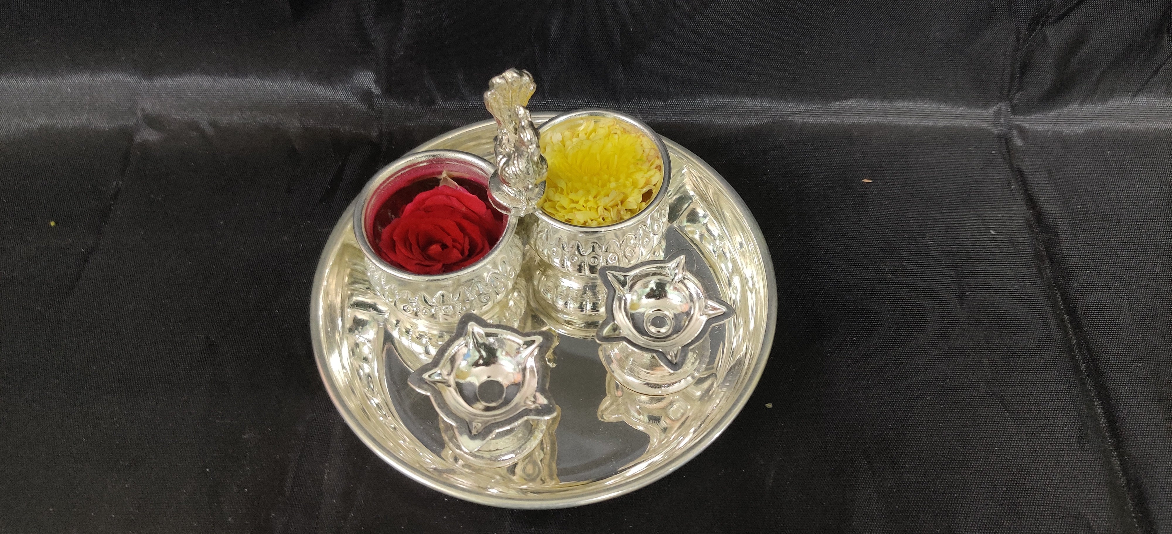 German Silver Pooja Haldi Set
