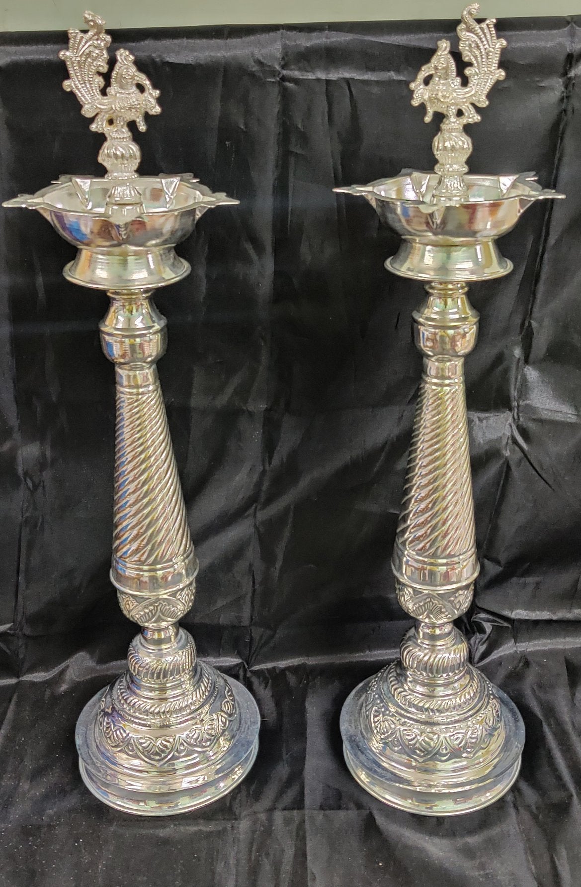 18" German Silver German Silver Deepam Pair