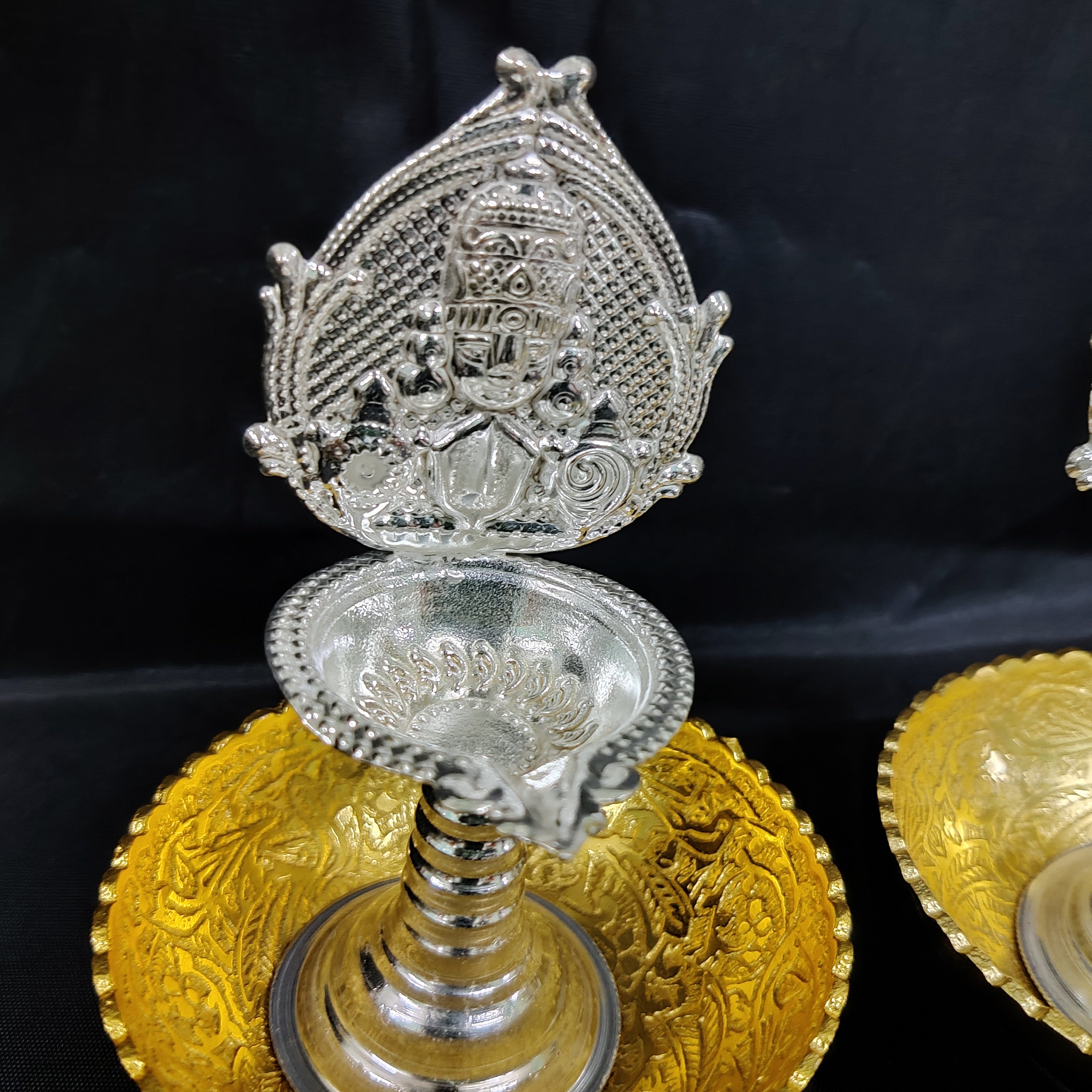German Silver Balaji Diya With 4inch Bowls