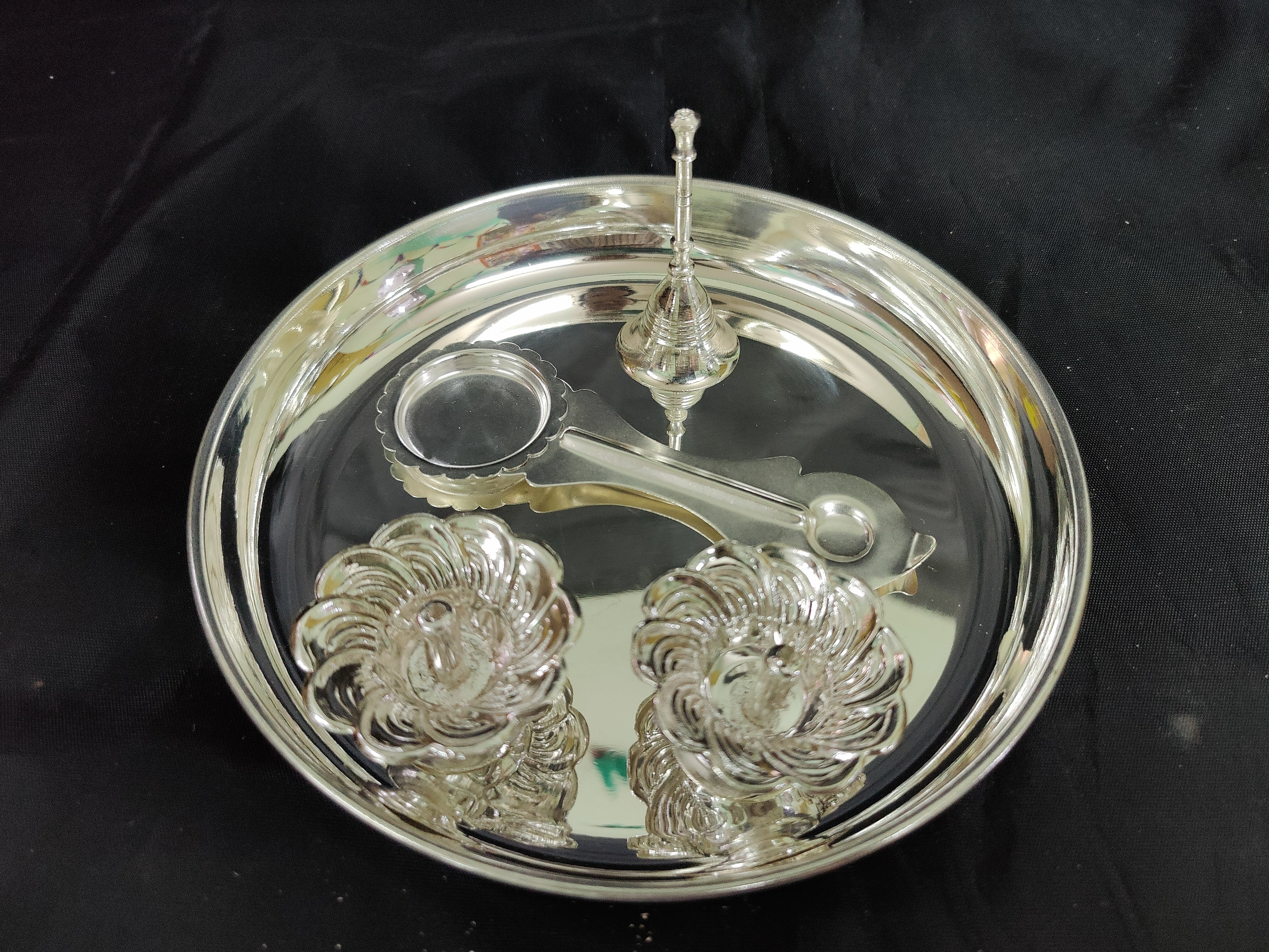 German Silver Trendy 8" Pooja Set