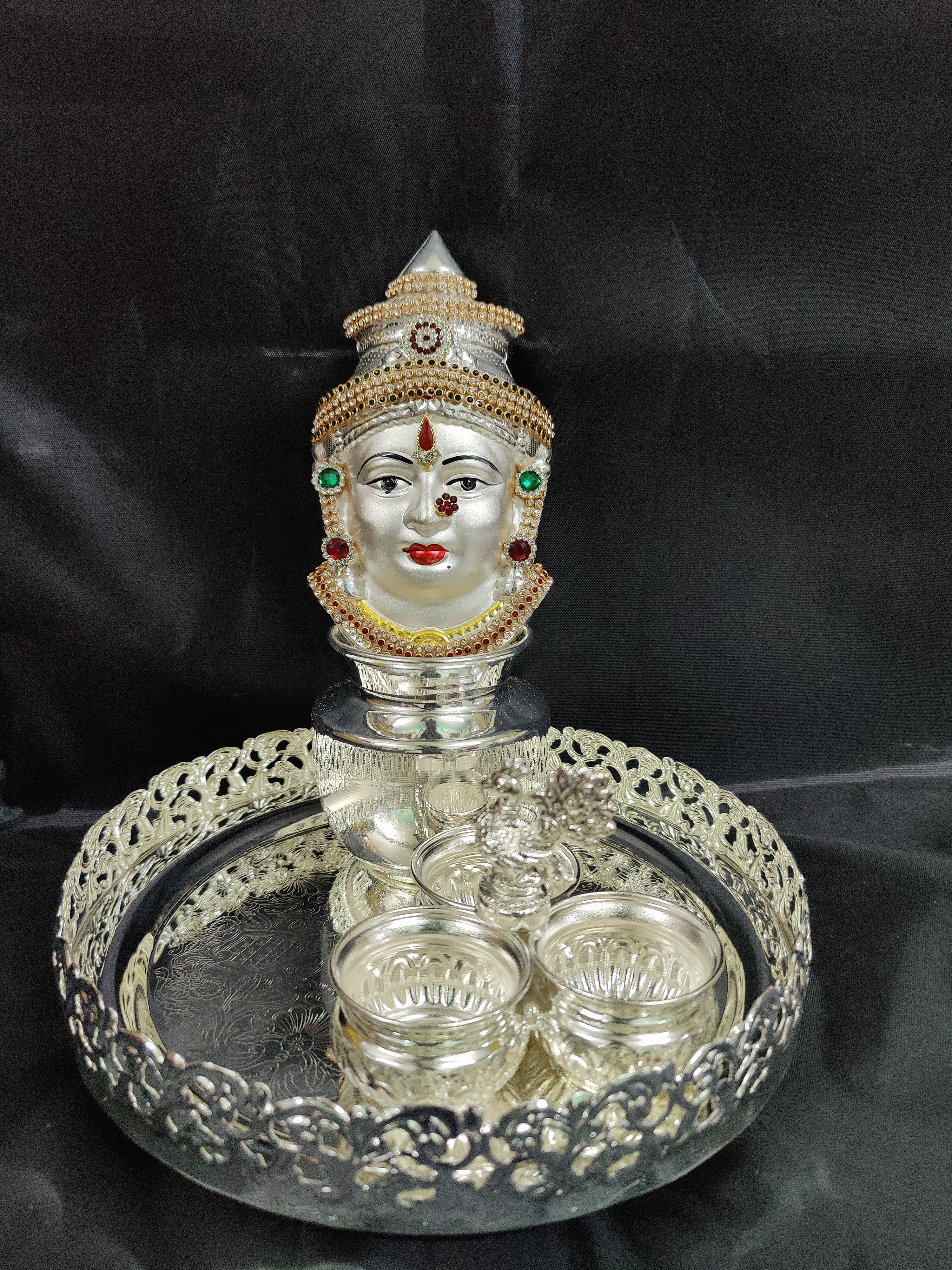 German Silver Lakshmi Pooja Thali