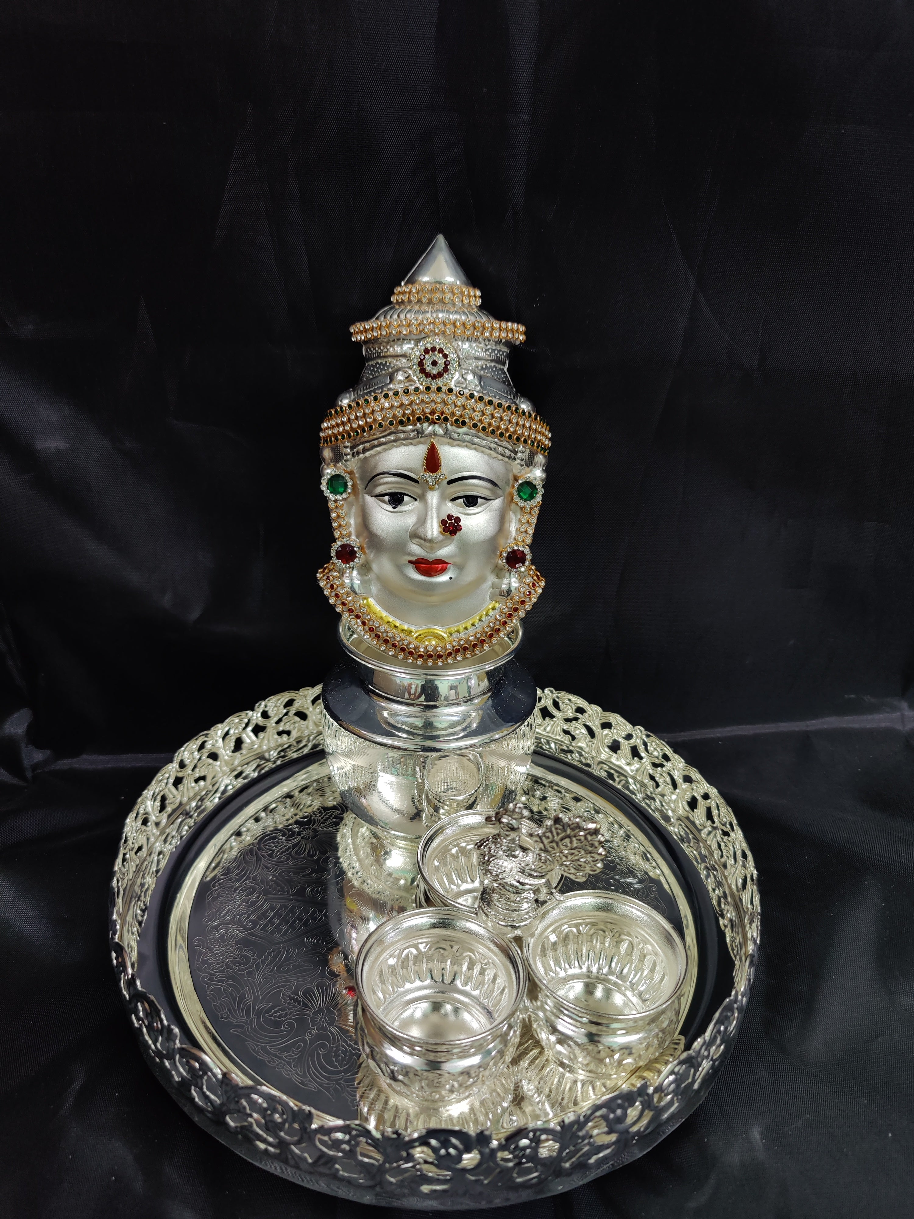 German Silver Lakshmi Pooja Thali