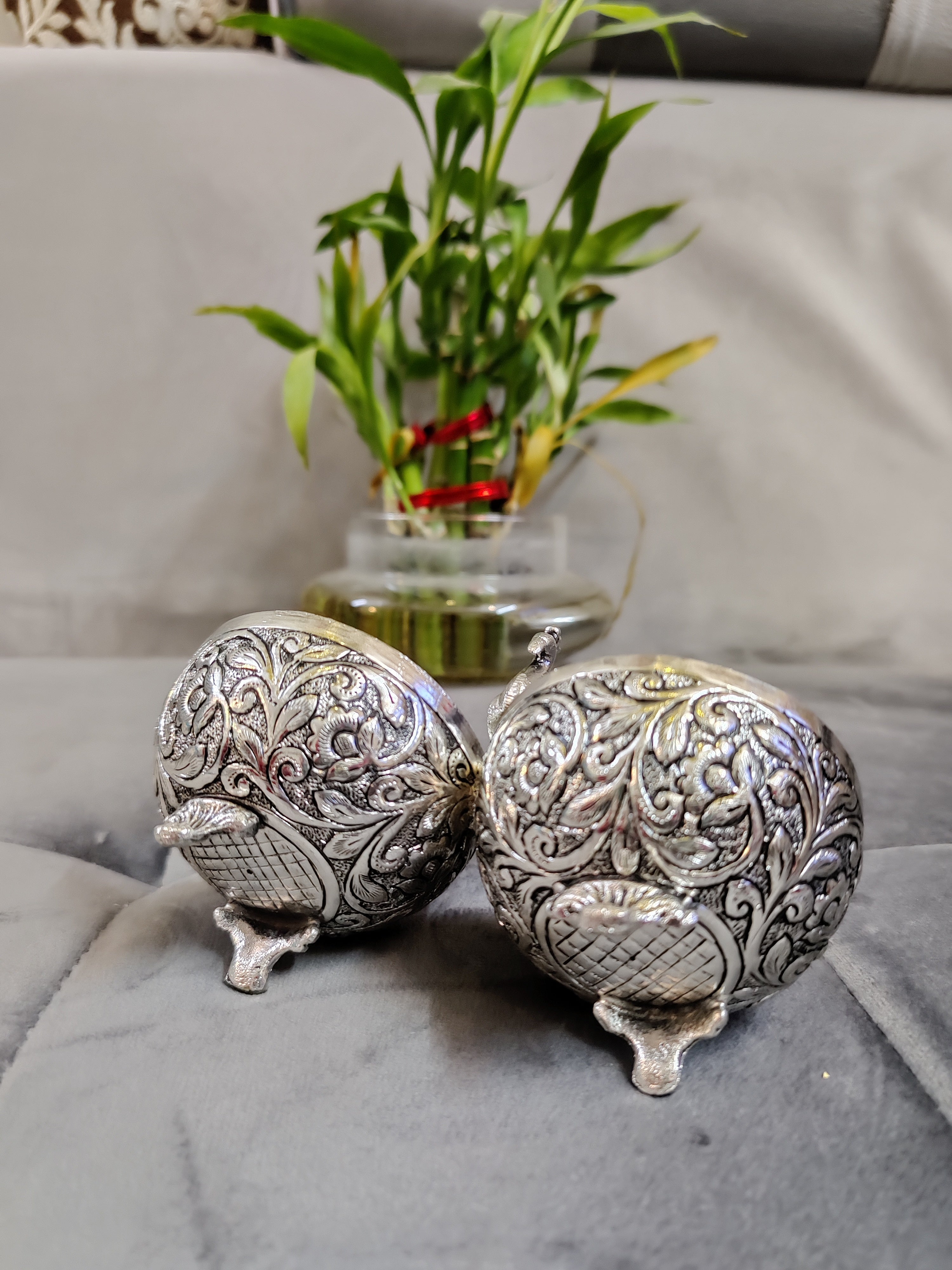 Antique German Silver 2 Cup Panchwala 6"