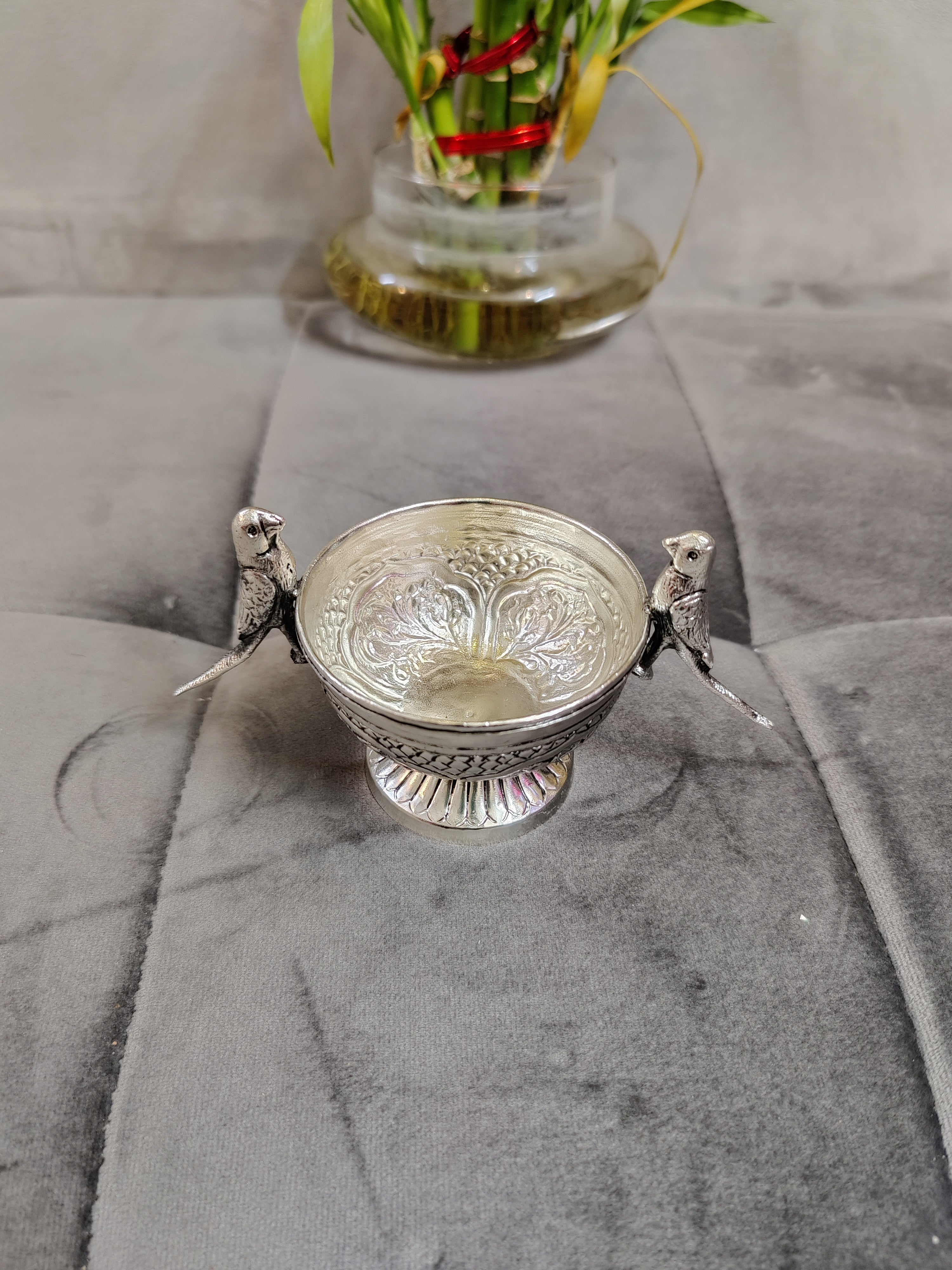 Antique German Silver Parrot Bowl Pair 3"