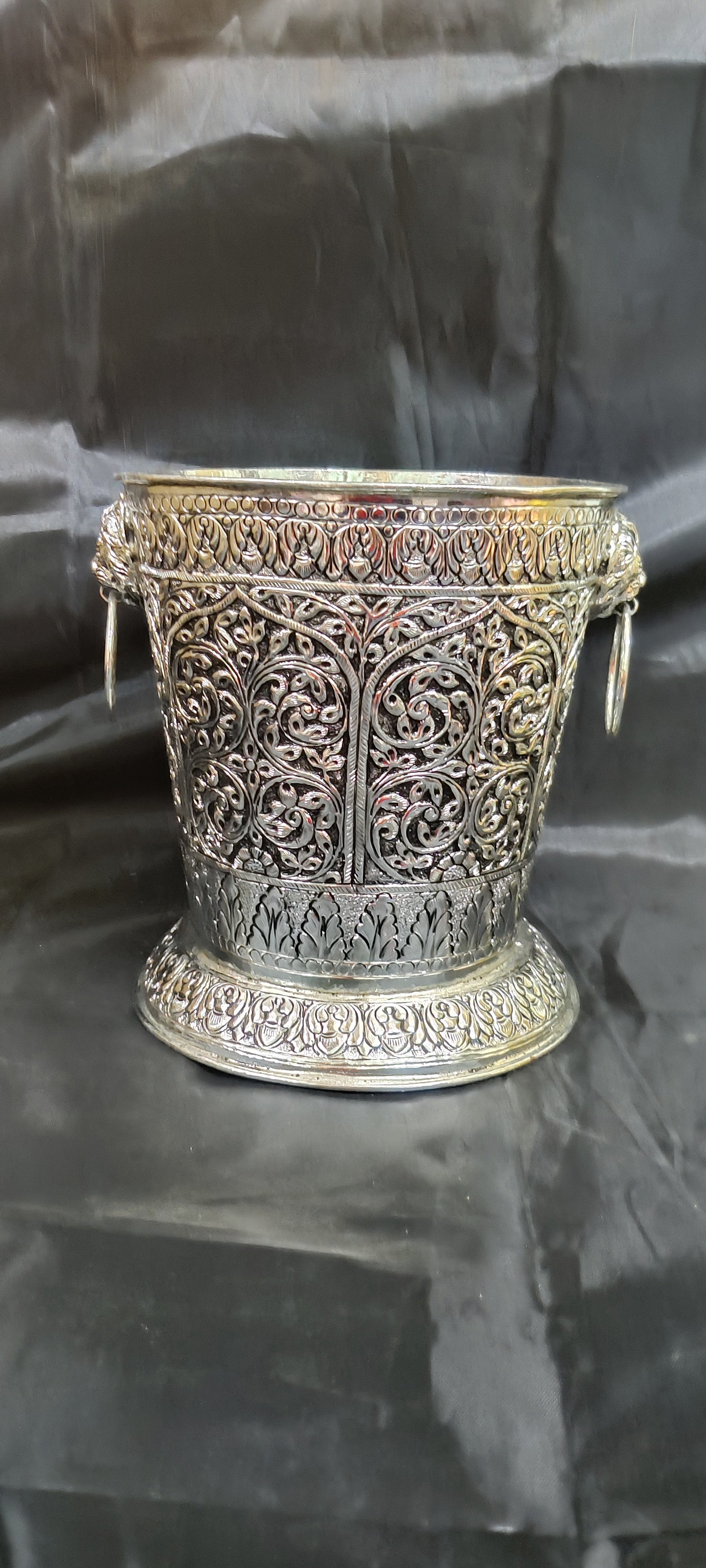 Antique German Silver Bucket 9"