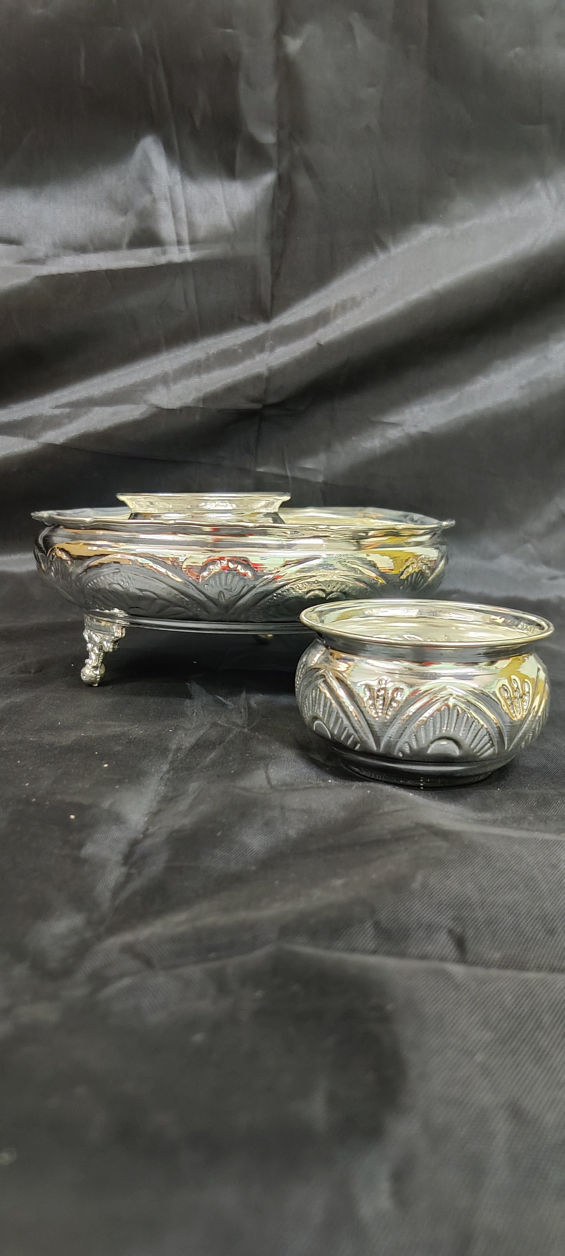 8" German Silver Plate With Bowls