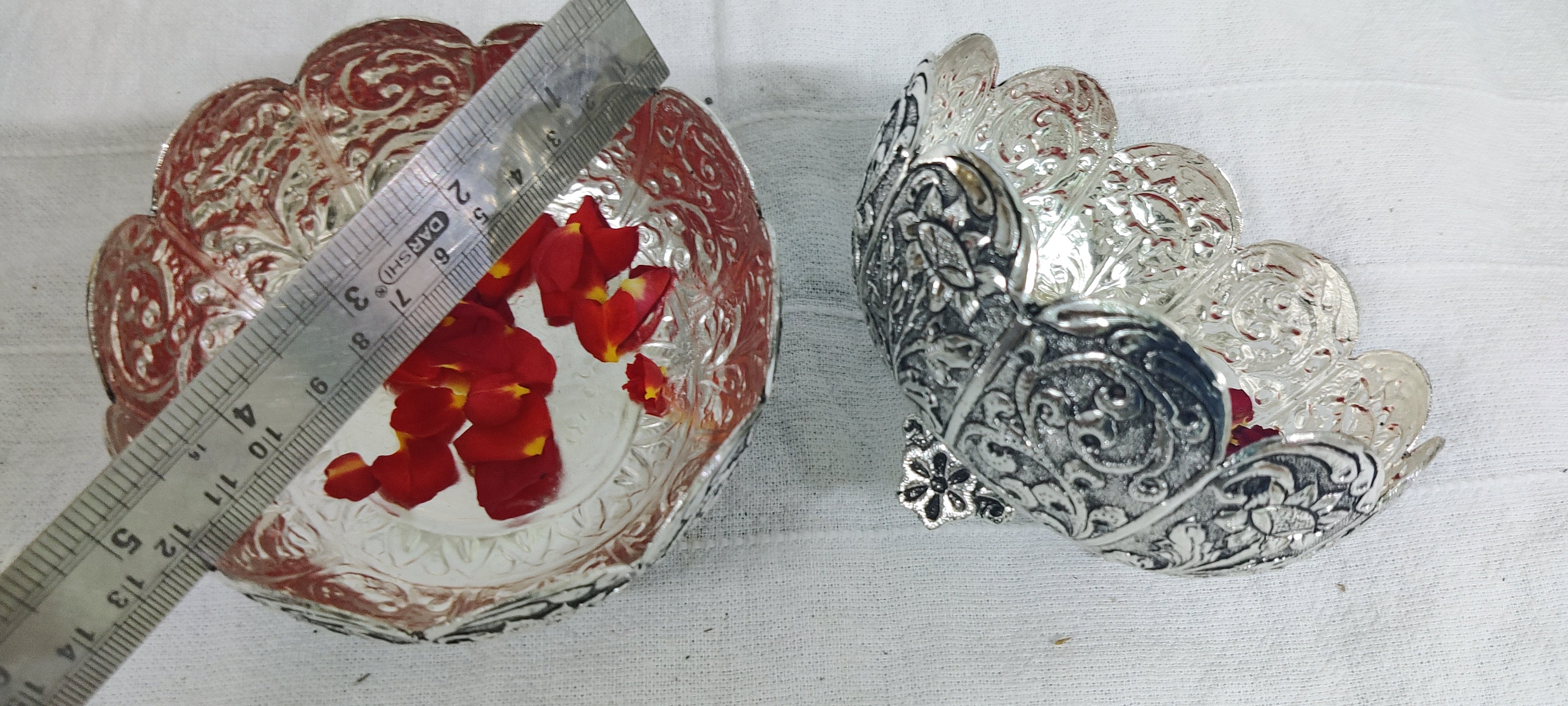 Antique German Silver Kumkum Bowls Big Size Pair