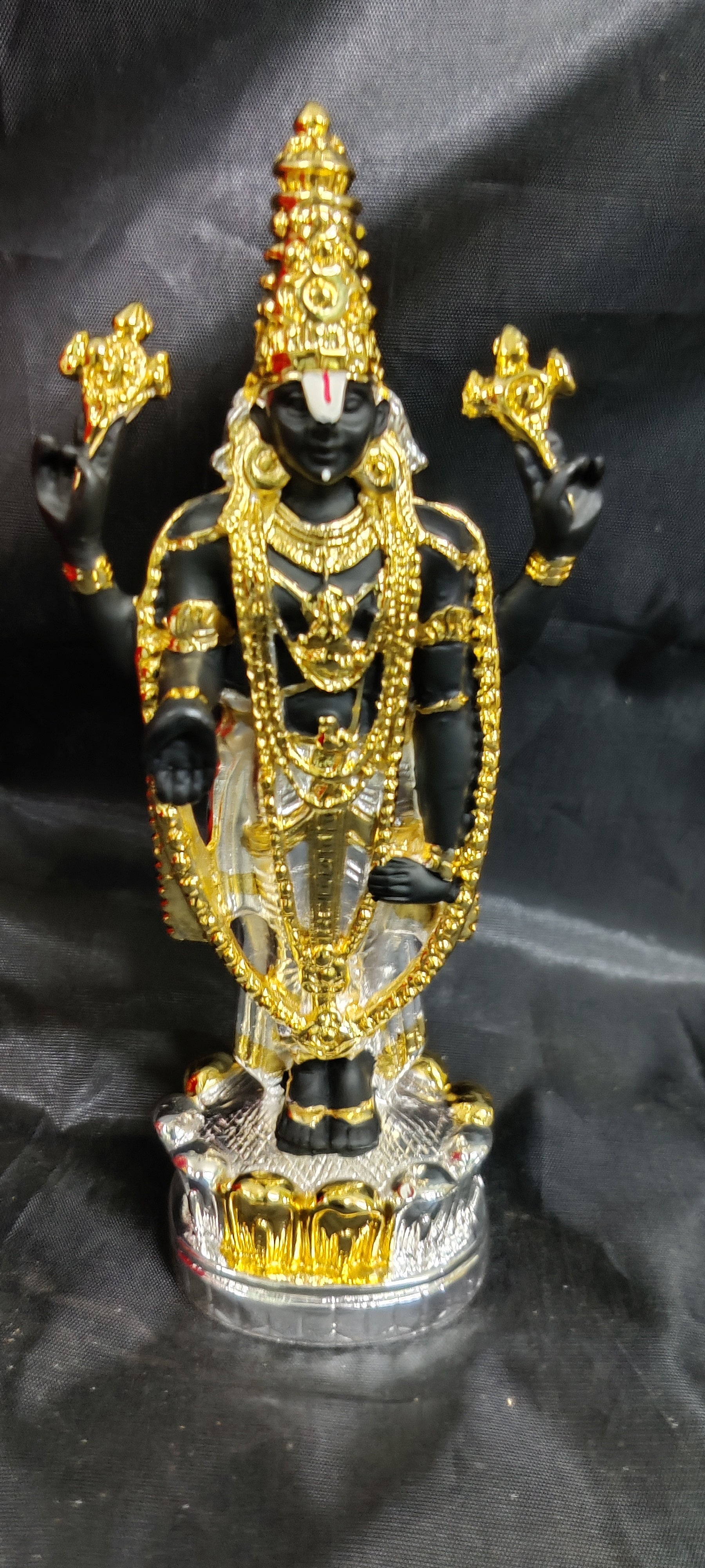24kr Gold and Silver Coated Balaji Idol 9"