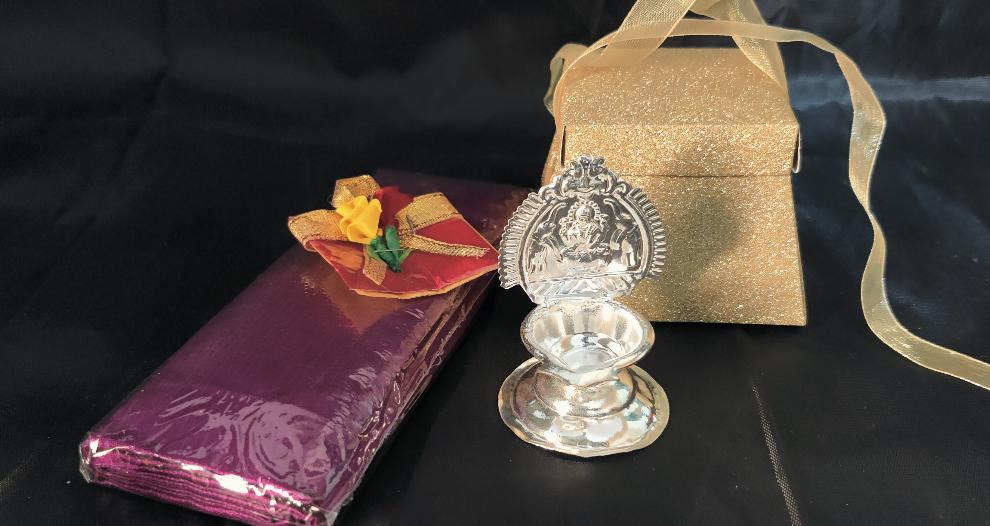 German Silver Lakshmi 2" Diya Combo