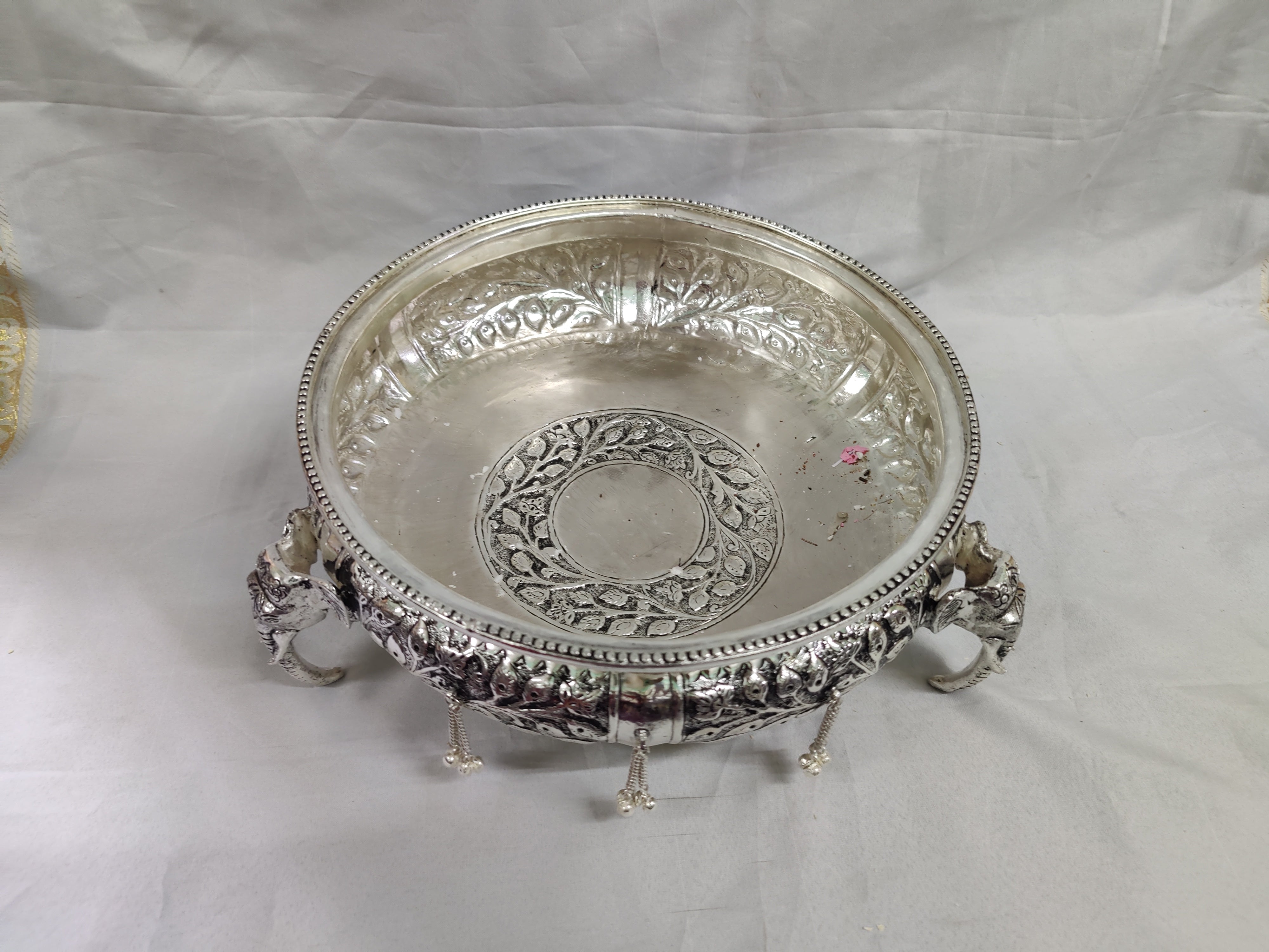 Antique German Silver Elephant Urli 10"