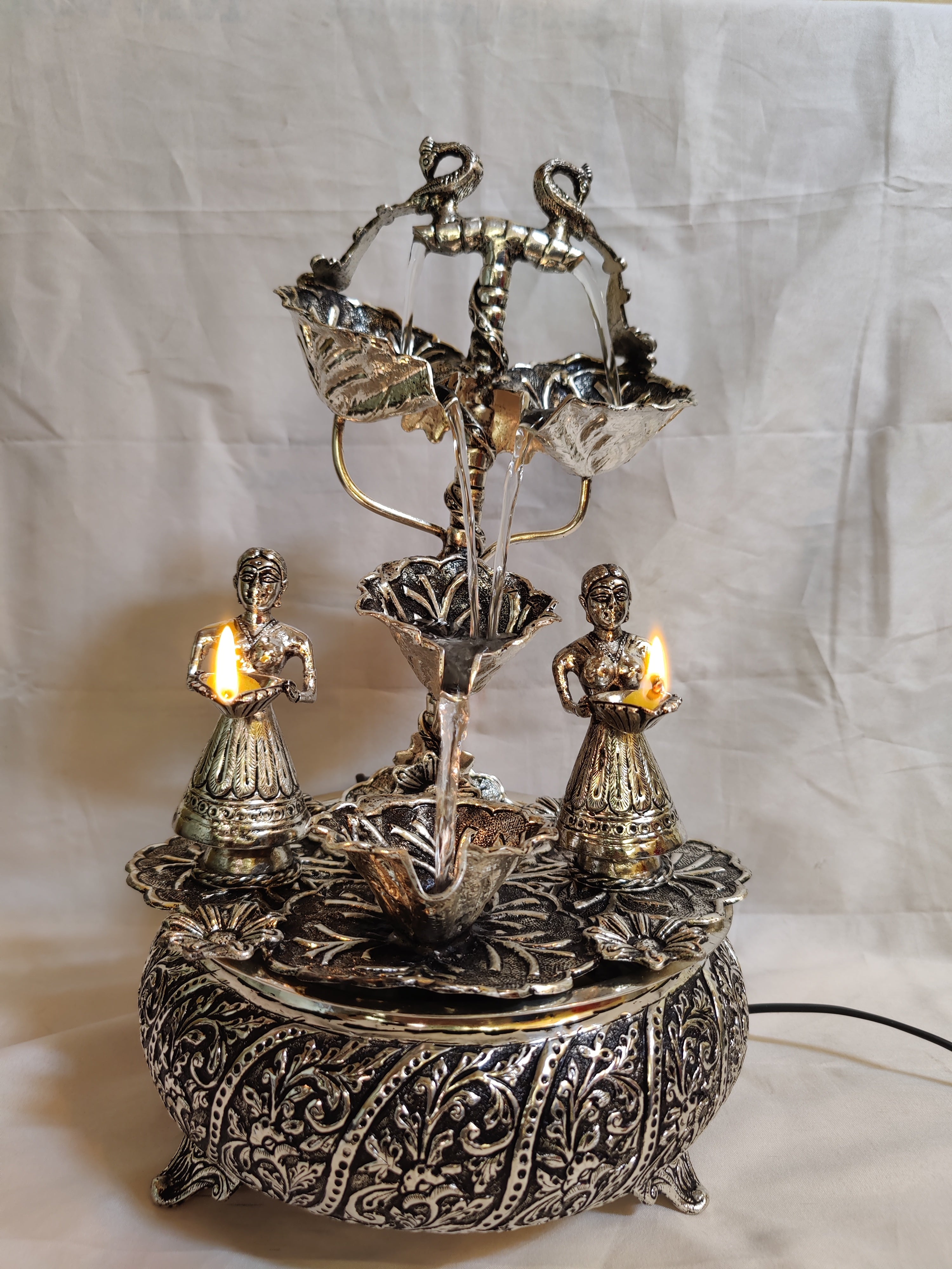 Antique German Silver Lady Fountain 16"