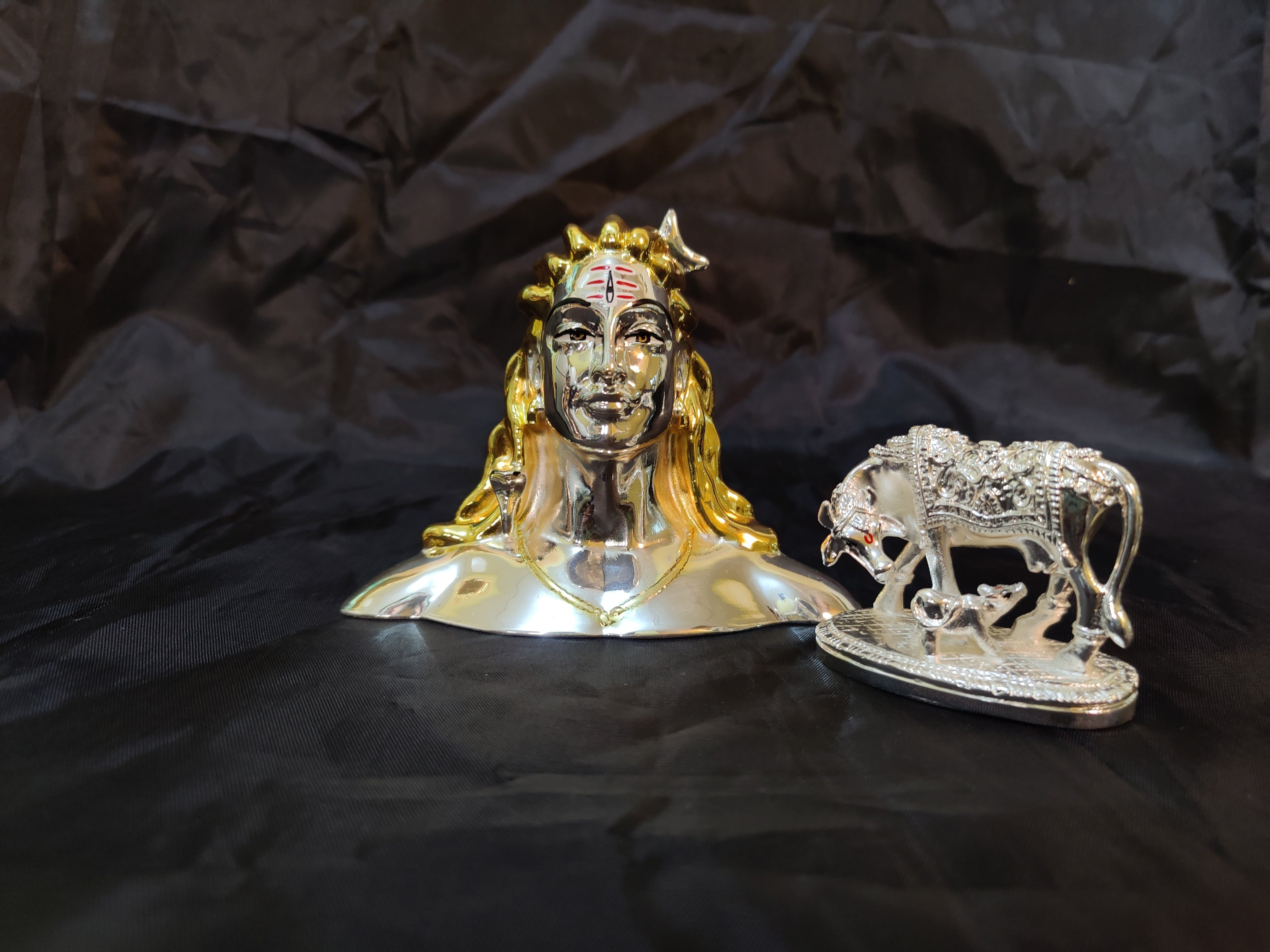 24kr Isha Shiv Idol With Fancy Cow and Calf