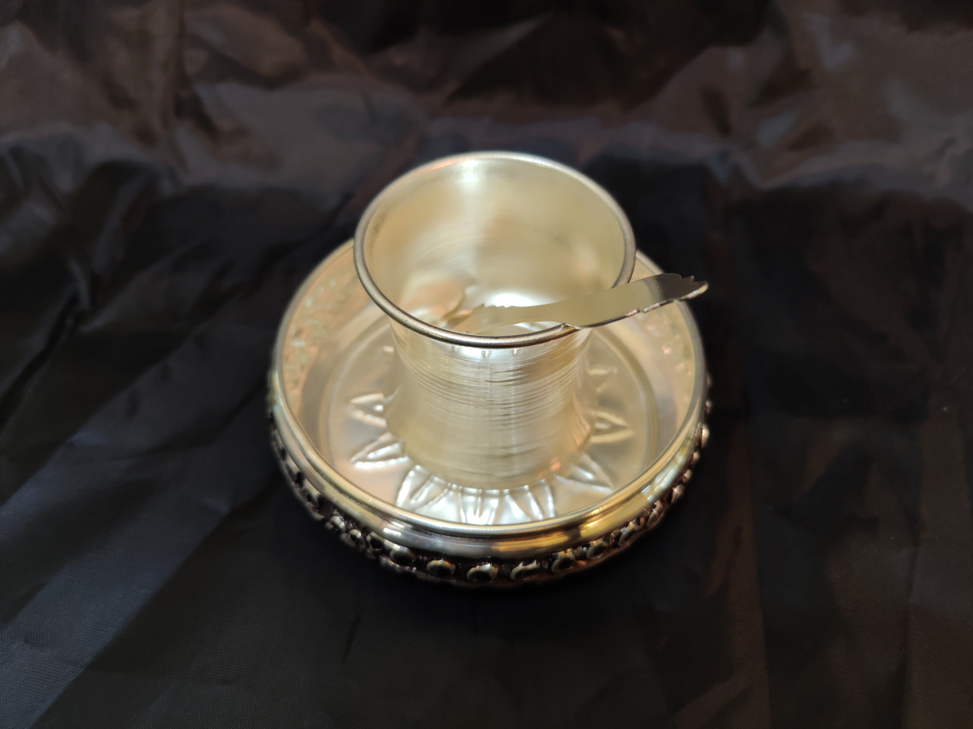 Antique German Silver Tray With German Silver Panchapatra