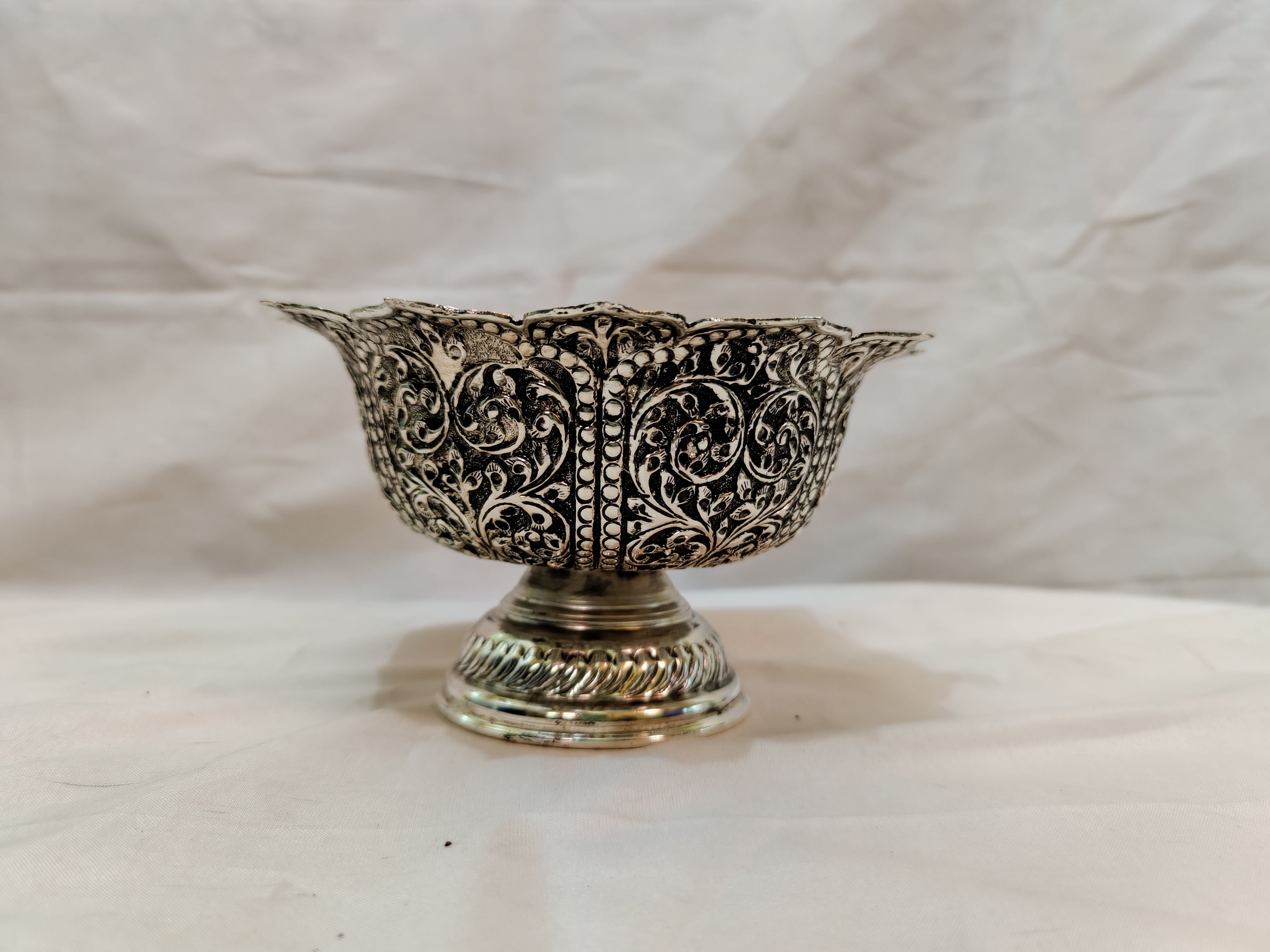 Antique German Silver Fruit Bowl 7"