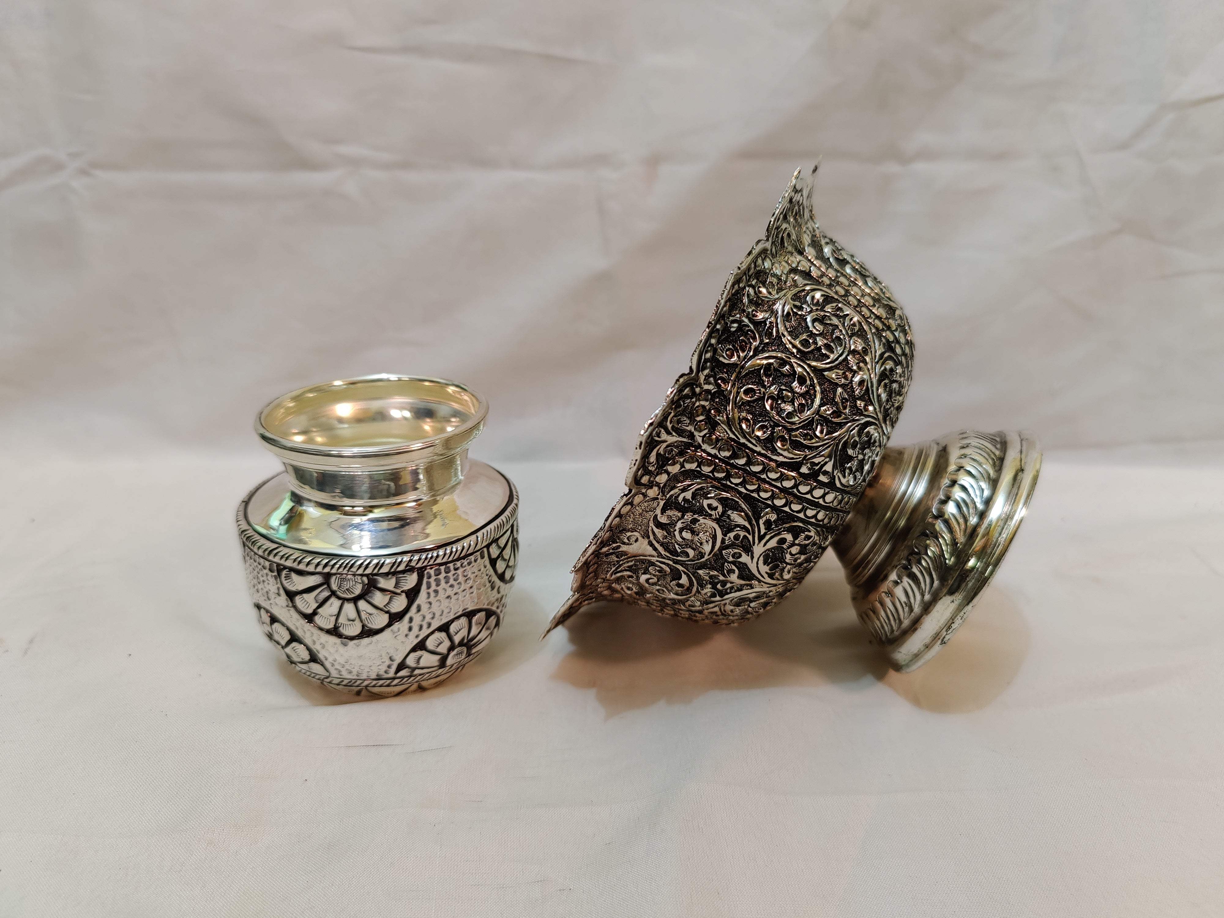 Antique German Silver Fruit Bowl With Kalsha