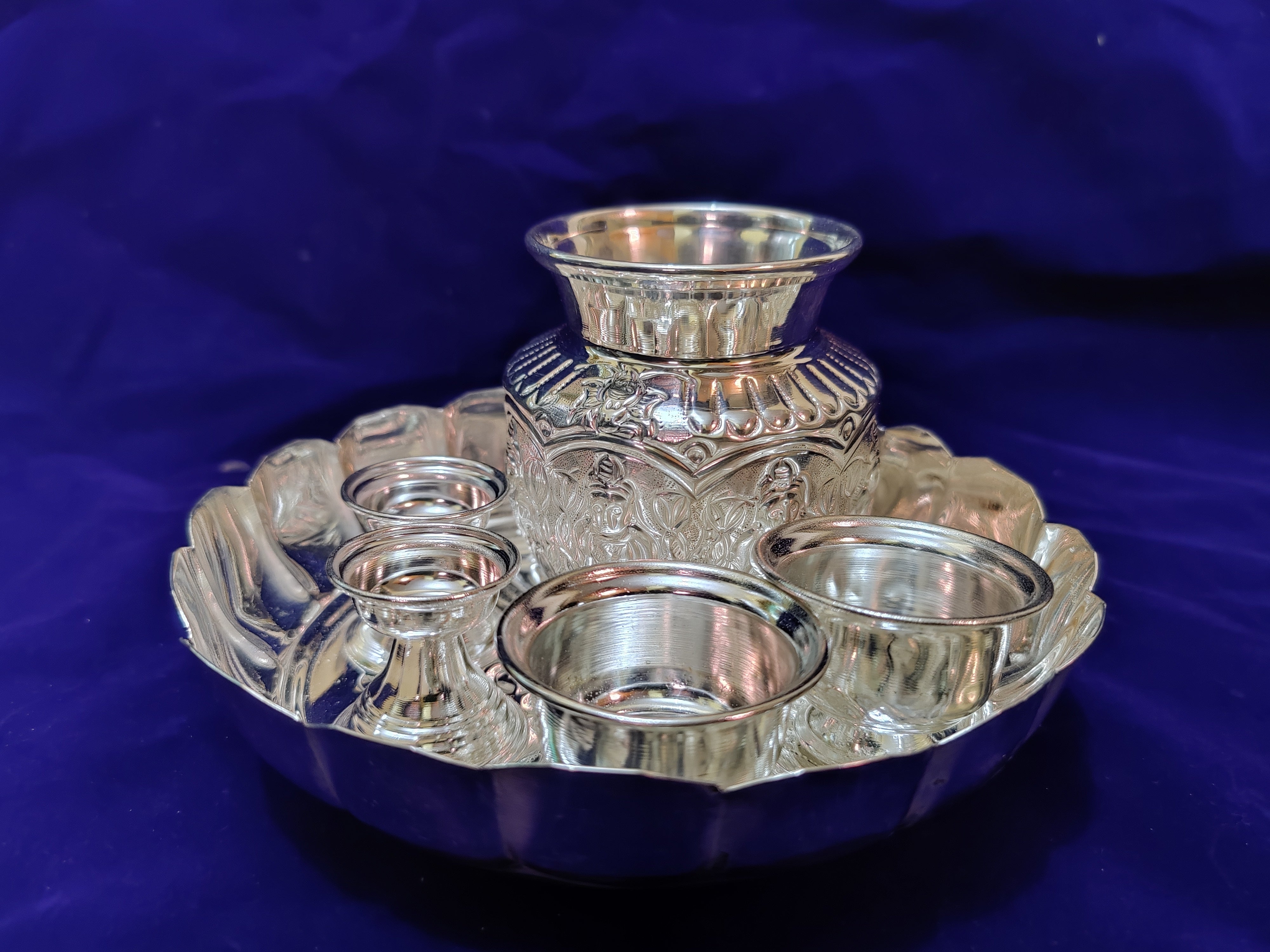 German Silver Astalakshmi Kalsha Pooja Set