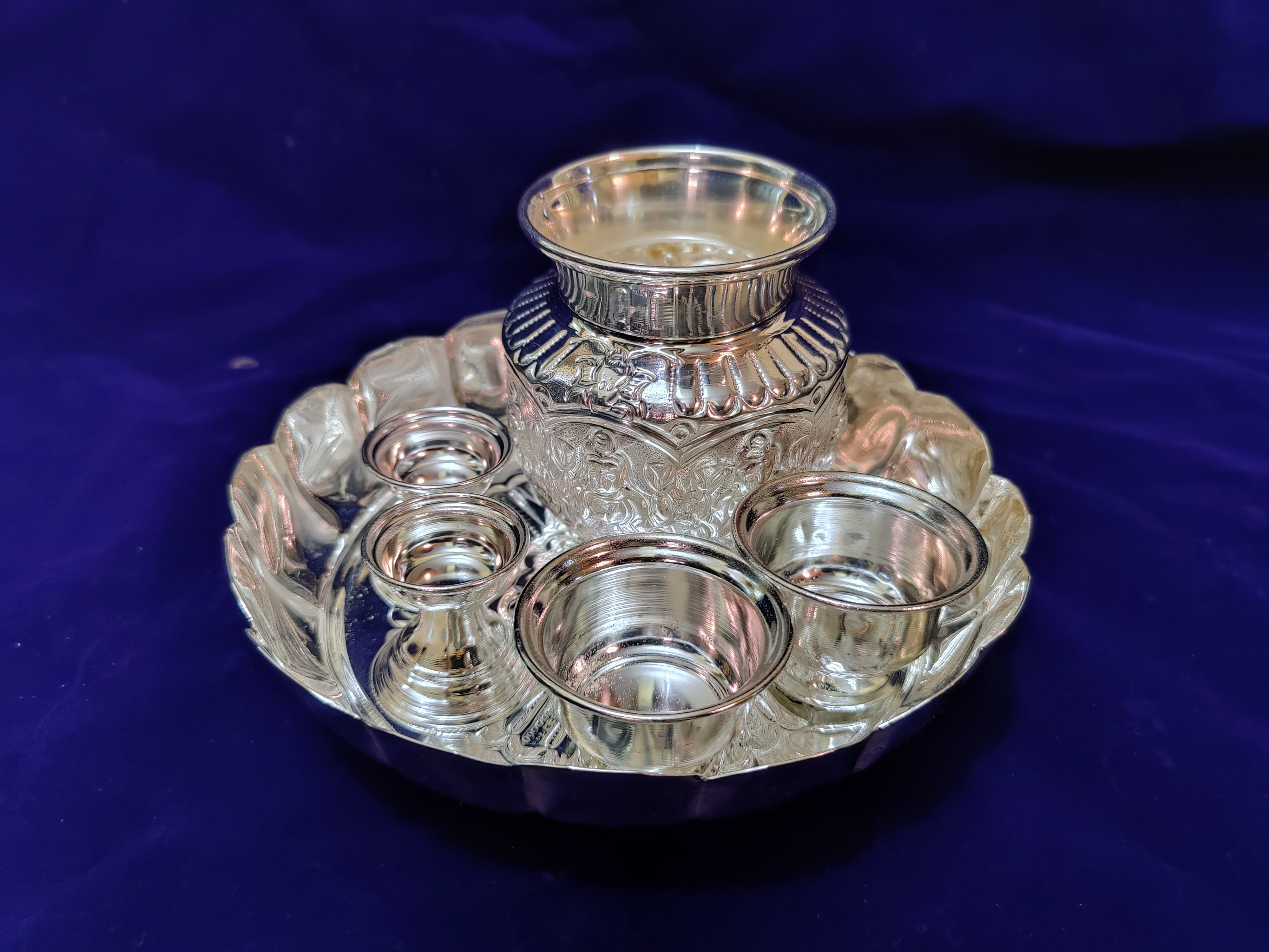 German Silver Astalakshmi Kalsha Pooja Set