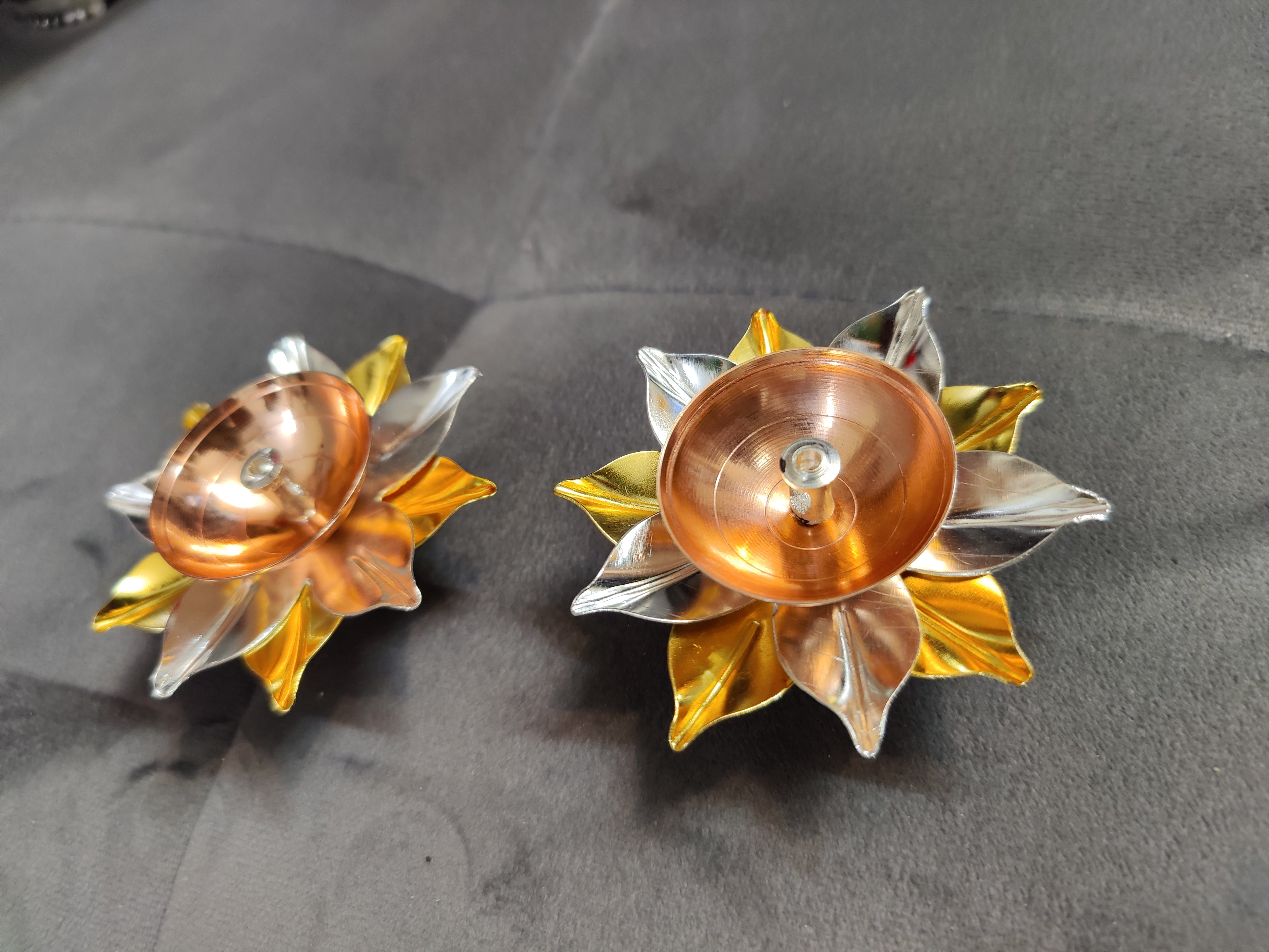 German Silver & Brass Star Diya 3" Pair