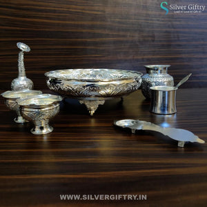 10" Flower Plate Pooja Thali | Silver Giftry | SGT20K001