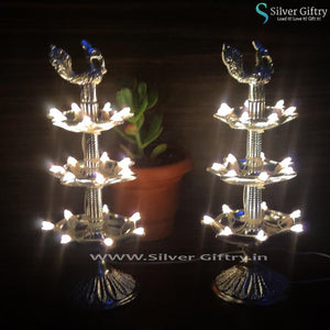 10" Metal Diya Pair | Pooja Article | Silver Giftry | SGT20K006