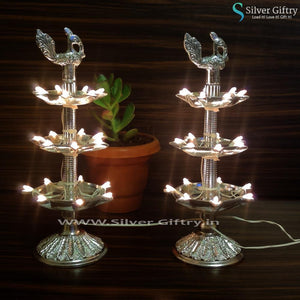 10" Metal Diya Pair | Pooja Article | Silver Giftry | SGT20K006