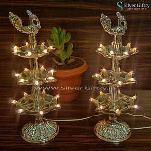 10" Metal Diya Pair | Pooja Article | Silver Giftry | SGT20K006