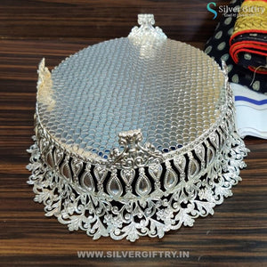 11" Imported Oval Tray | Pooja Article | Silver Giftry | SGT20K008