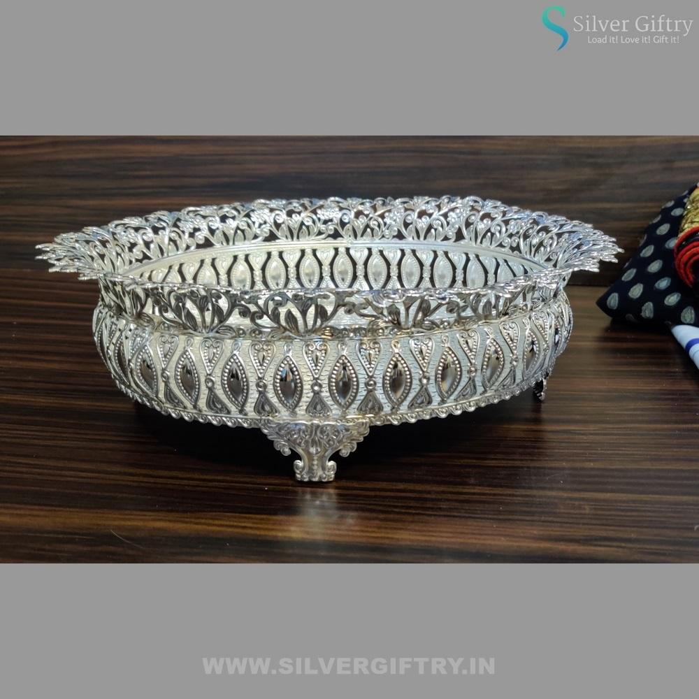 11" Imported Oval Tray | Pooja Article | Silver Giftry | SGT20K008