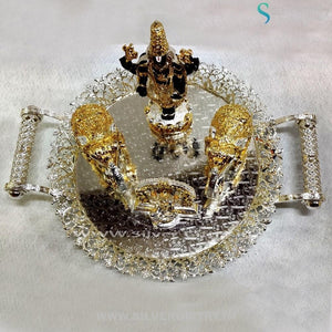 12" Imported Plate, 8.5" Balaji, 4" Lakshmi & 3" Elephants | Combo | Silver Giftry | SGT20K009