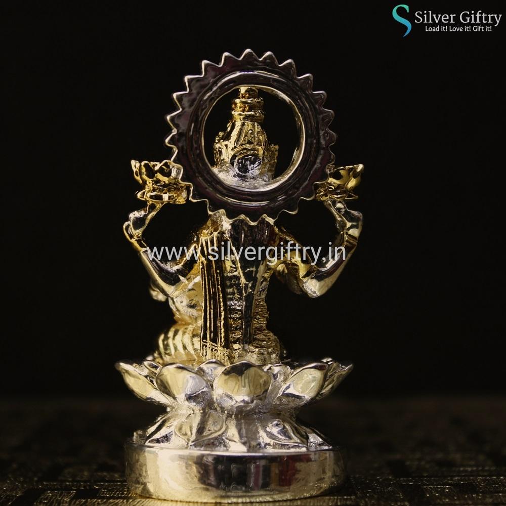 24kr Gold and Silver Coated Coin Lakshmi Idol | Silver Giftry | SGT20K014