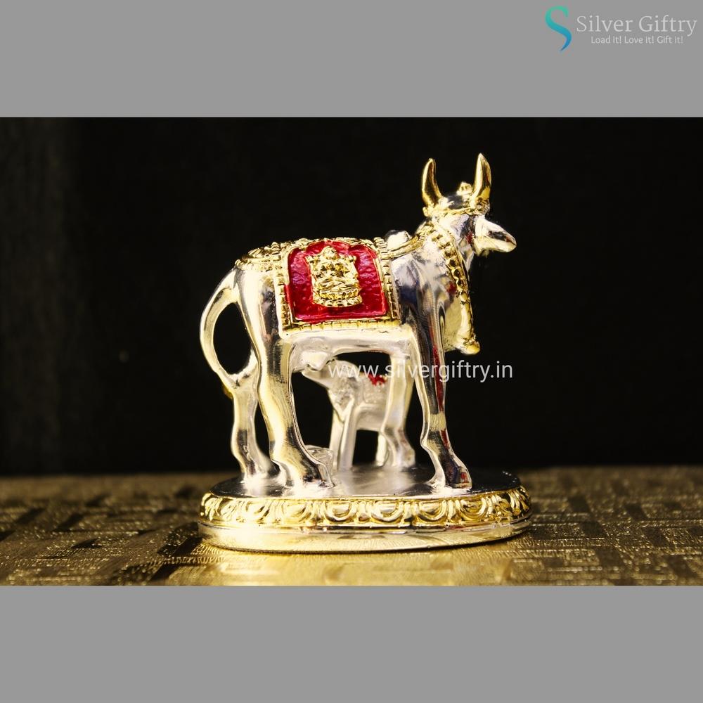 24kr Gold and Silver Coated Cow and Calf | Silver Giftry | SGT20K015