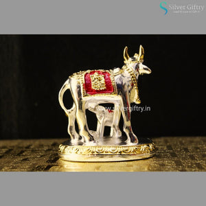 24kr Gold and Silver Coated Cow and Calf | Silver Giftry | SGT20K015