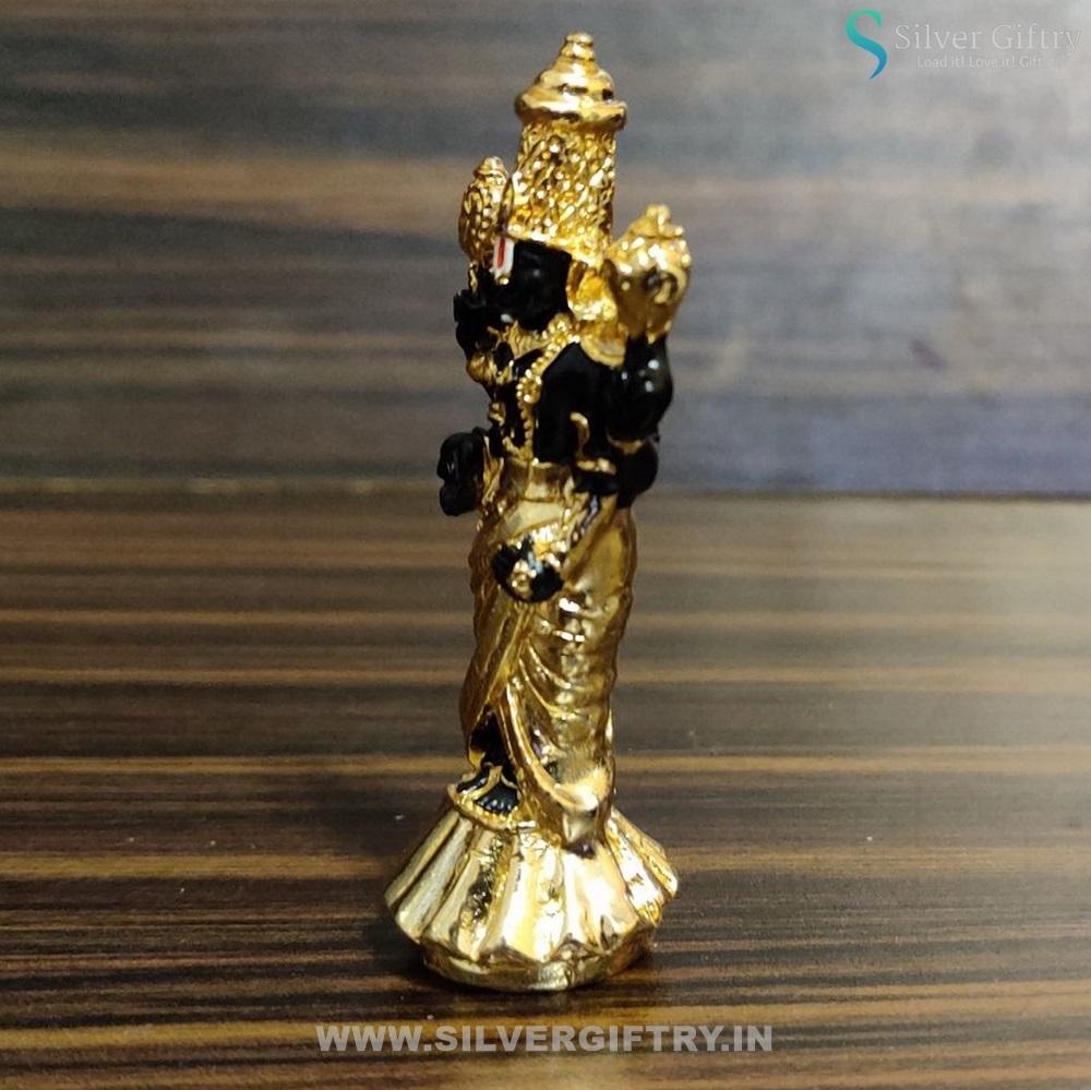 24kr Gold Coated Tirupathi Balaji Idol 3" | Silver Giftry | SKUSG01020