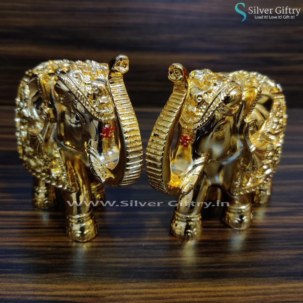 4" Elephants Full Gold pair | Silver Giftry | SGT20K031
