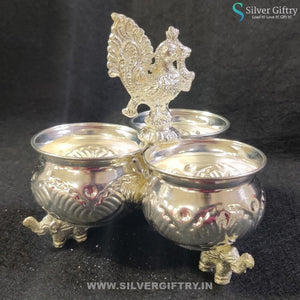 4.5" German Silver 3 Cup Peacock Bowl Set | Silver Giftry | SGT20K038