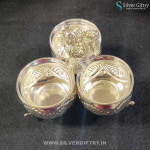 4.5" German Silver 3 Cup Peacock Bowl Set | Silver Giftry | SGT20K038