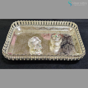 9" Imported Tray With German Silver Meena Dabbi | Silver Giftry | SGT20K055
