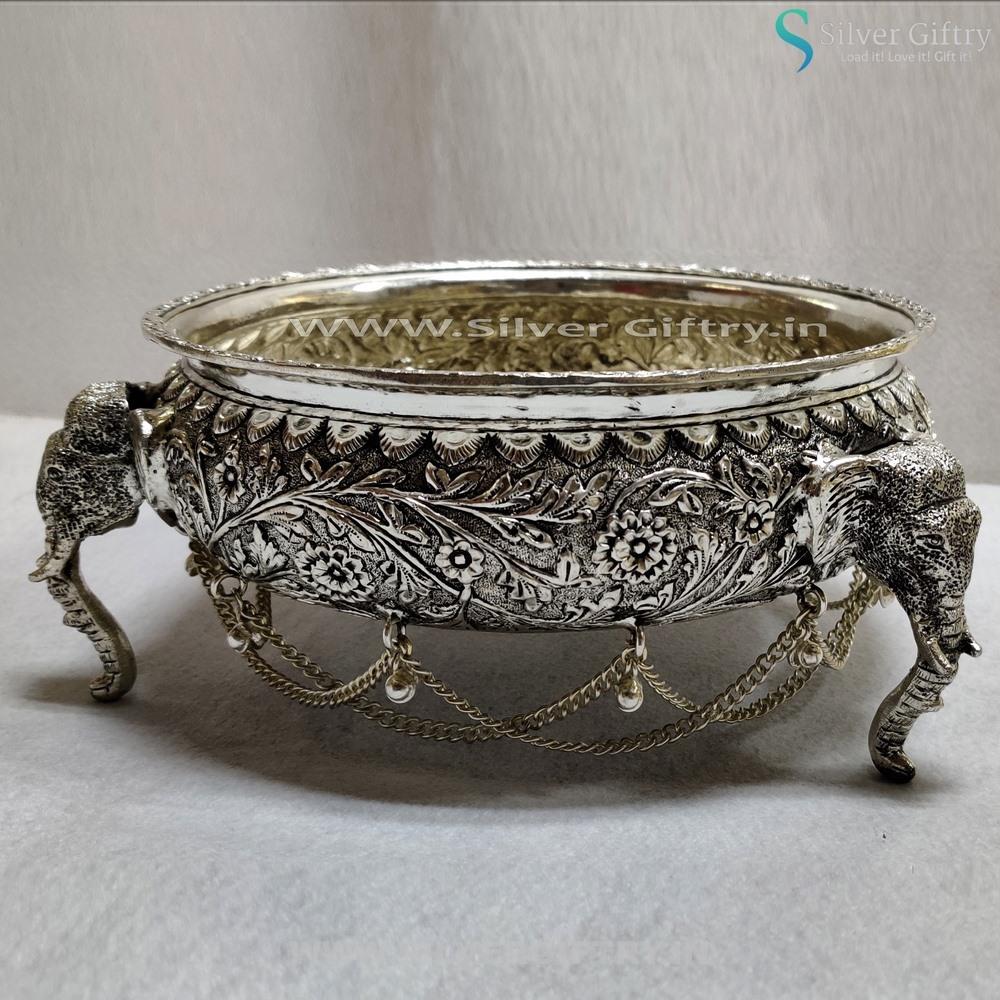 Antique 8" Urli With Beads | Silver Giftry | SGT20K066