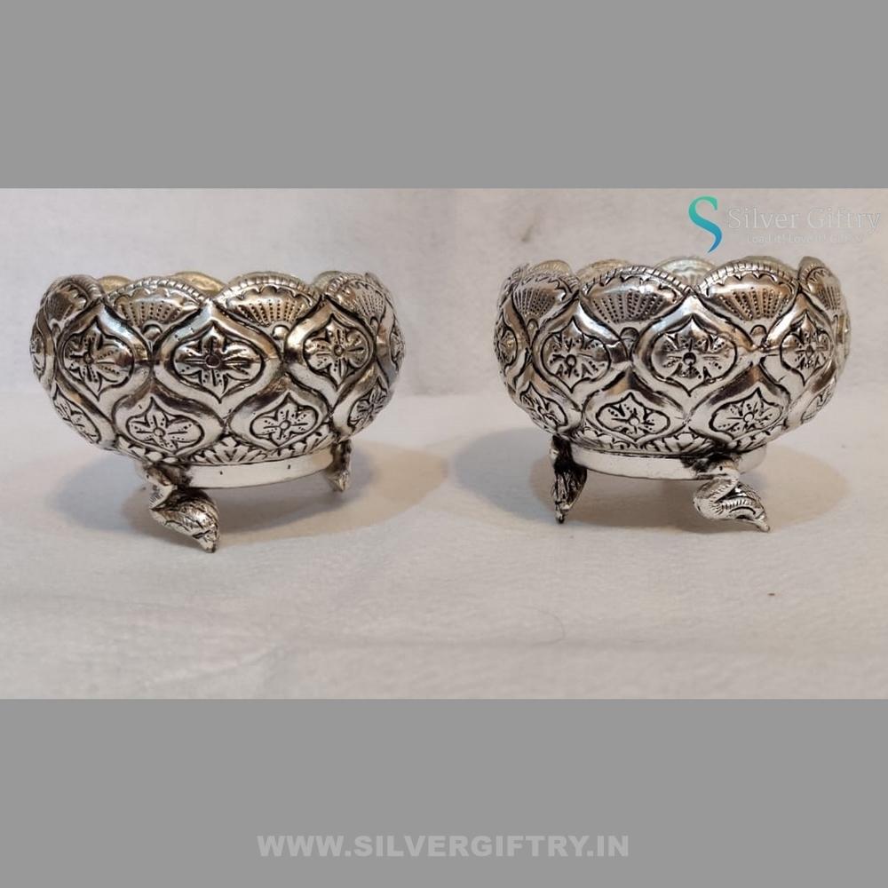 Antique German Silver Swan Leg Kumkum Bowl Set Of 2 Bowl | Silver Giftry | SGT20K076