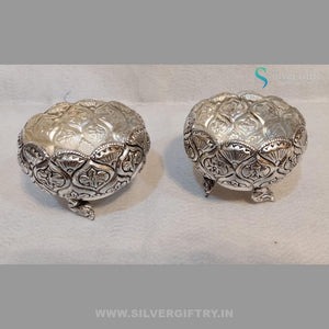 Antique German Silver Swan Leg Kumkum Bowl Set Of 2 Bowl | Silver Giftry | SGT20K076