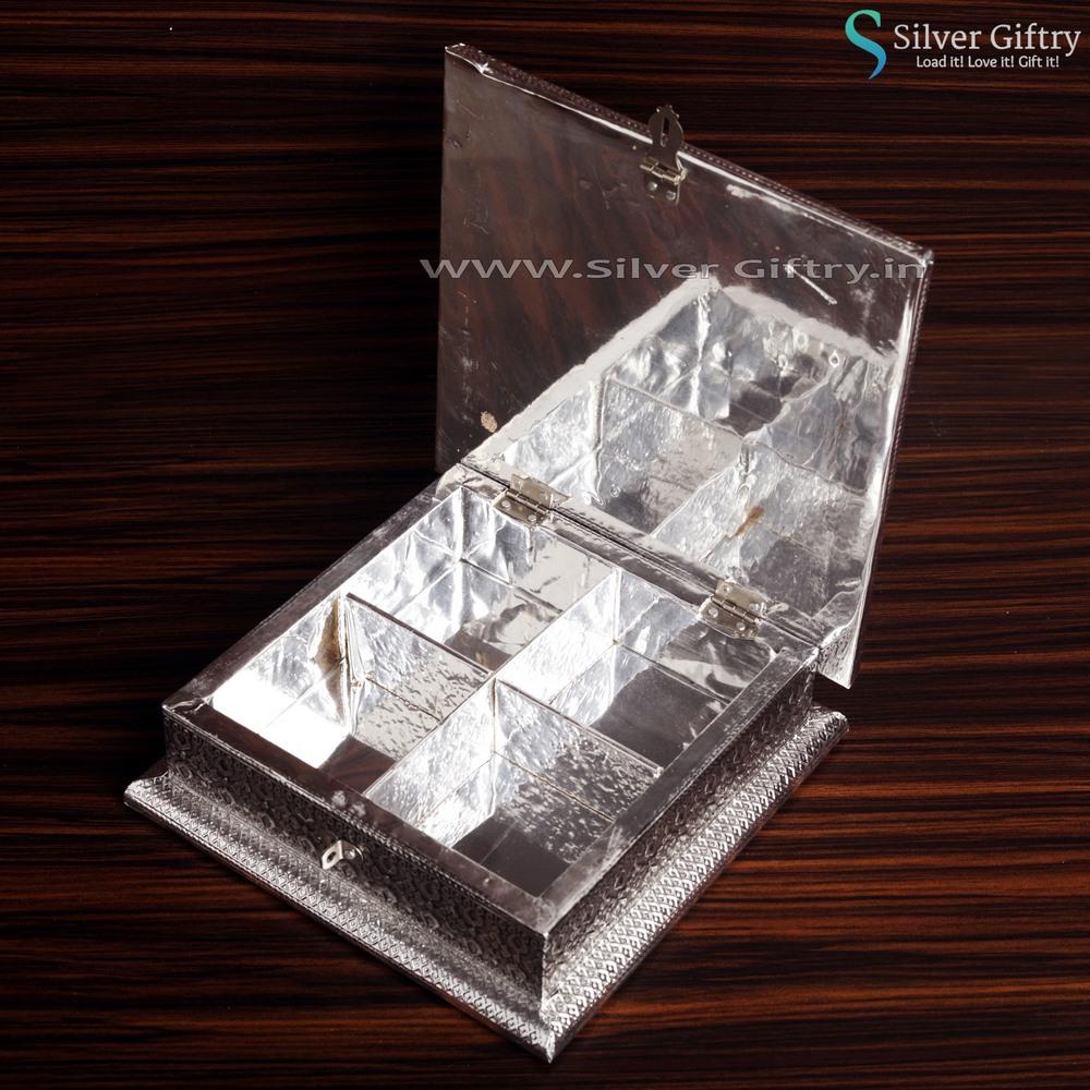 Antique Silver Dry Fruit Box 8x8" | Silver Giftry | SGT20K083