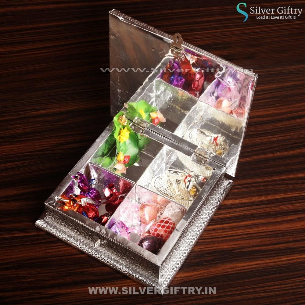 Antique Silver Dry Fruit Box 8x8" | Silver Giftry | SGT20K083