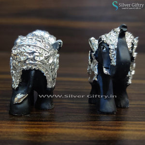 Baby Size Elephants Black and Silver Pair | Silver Giftry | SGT20K093