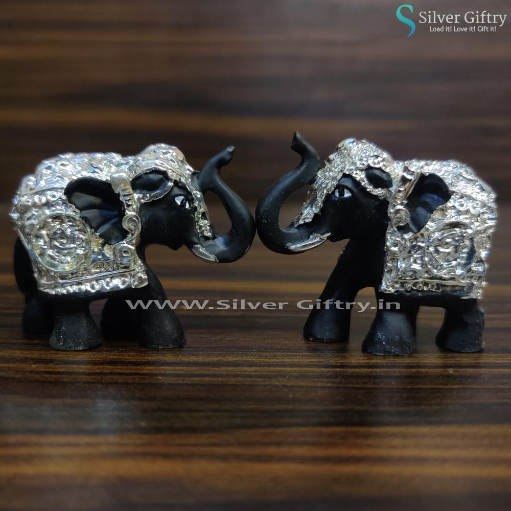 Baby Size Elephants Black and Silver Pair | Silver Giftry | SGT20K093