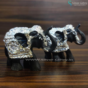 Baby Size Elephants Black and Silver Pair | Silver Giftry | SGT20K093