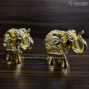 Baby Size Elephants Full Gold Pair | Silver Giftry | SGT20K094