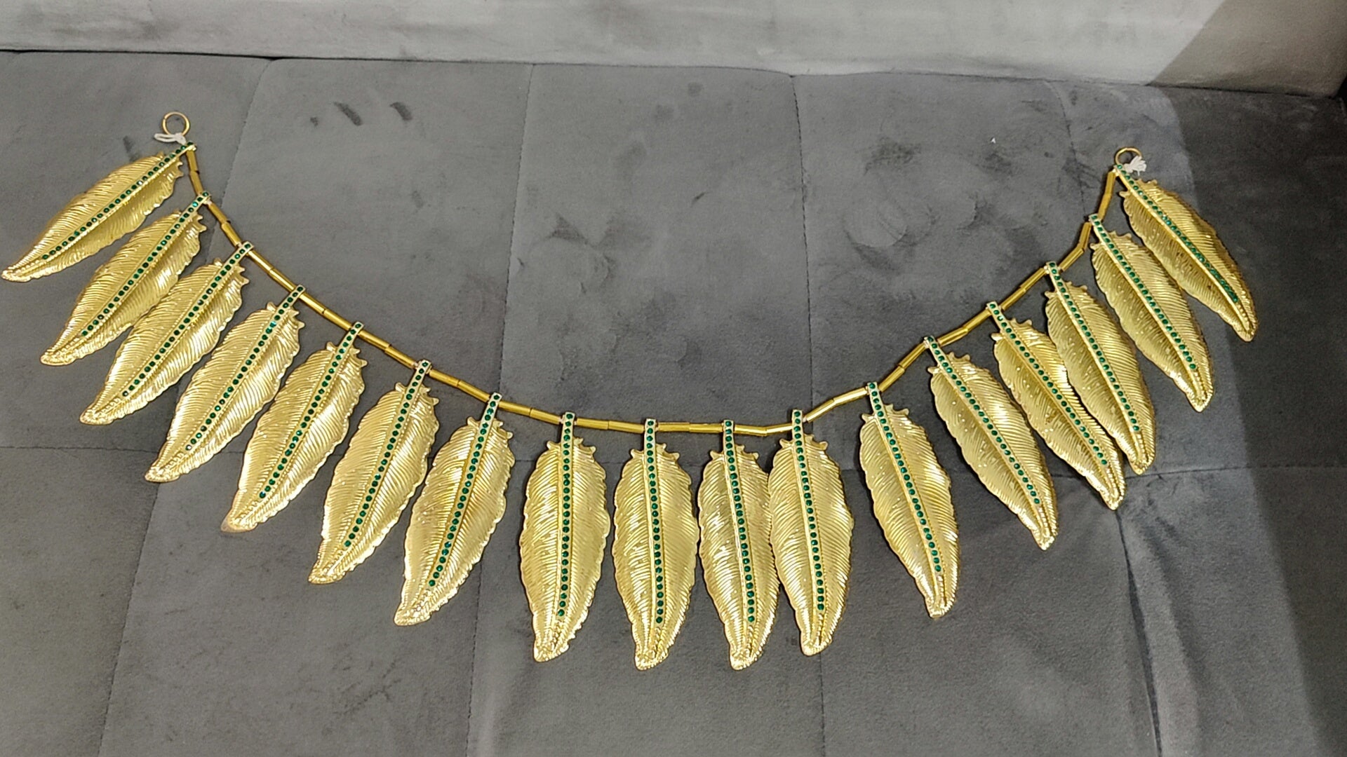 German silver gold leaf thorna 4feet (green stoned)